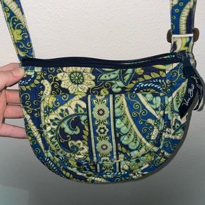 Vera Bradley Lizzy quilted cross body in blue/green paisley